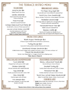 Terrace Bistro Monday Saturday Lunch Menu 1